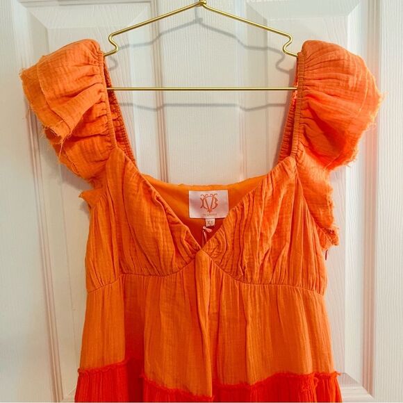 Victoria Dunn Orange and White Colorblock Dress - Picture 5 of 7